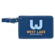 Blue/Silver Leatherette Luggage Tag | https://www.bestnamebadges.com