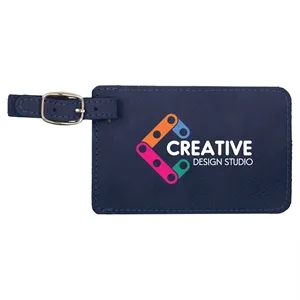 Blue/Black Leatherette Luggage Tag