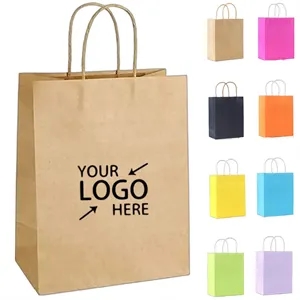 Custom Kraft Paper Shopping Bag with Handles | https://www.bestnamebadges.com