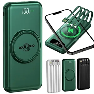 10000mAh Slim Wireless Power Bank with 4 Built-in Cables | https://www.bestnamebadges.com