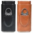 Premium Leather Cigar Case with Cutter for 3 Cigars | https://www.bestnamebadges.com