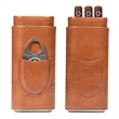 Premium Leather Cigar Case with Cutter for 3 Cigars | https://www.bestnamebadges.com