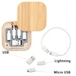 Square Bamboo Multi USB Charging Adapter Cable Kit | https://www.bestnamebadges.com