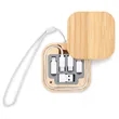 Square Bamboo Multi USB Charging Adapter Cable Kit | https://www.bestnamebadges.com