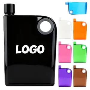Compact Flat Water Bottle Portable Stylish with Hanging Hole