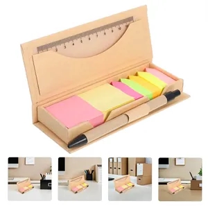 Colored Memo Pad Set with Ruler Pen & Storage Box | https://www.bestnamebadges.com