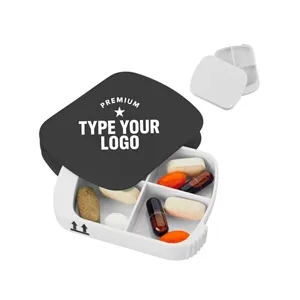 4-Section Travel Pill Box with Spinner Lid | https://www.bestnamebadges.com