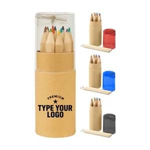 12 Color Pencil Tube Set with Sharpener | https://www.bestnamebadges.com
