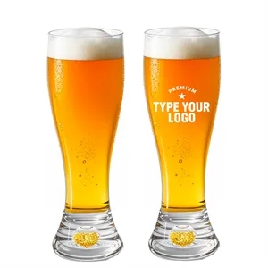 17.5 oz Craft Beer Glasses Pilsner Style with Gold Foil Base | https://www.bestnamebadges.com