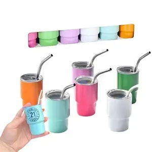 3 oz Mini Tumbler Shot Glass with Straw Lid
