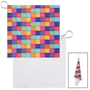 300 gsm Recycled RPET Golf Towel w/ 4CP Dye Sublimation | https://www.bestnamebadges.com