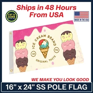 16" x 24" Single Sided Custom Pole Flag - Made In The USA