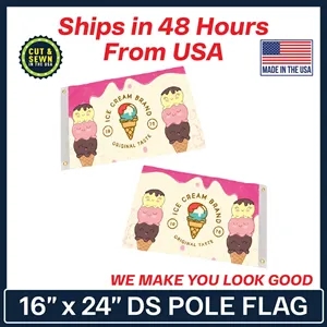 16" x 24" Double Sided Custom Pole Flag - Made In The USA
