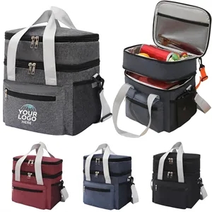 Insulated Cooler Tote Lunch Bag with Double Compartment | https://www.bestnamebadges.com