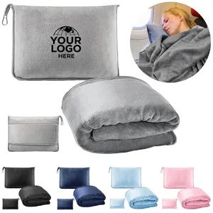 2 in 1 Solf  Travel Airplane Blanket and Pillow | https://www.bestnamebadges.com