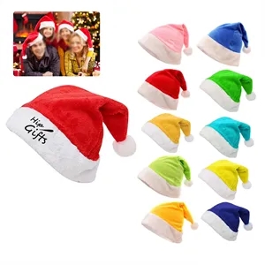 Santa Hats Short Plush Party Supplies | https://www.bestnamebadges.com