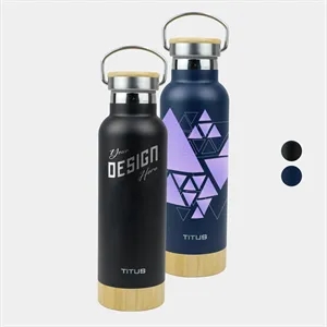 17oz TiTUS® Stainless Steel Insulated Wood Base Water Bottle | https://www.bestnamebadges.com