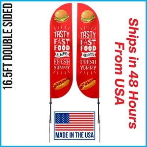 Premium Feather Flag 16.5' Double Sided w/ Spike Base