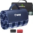 Fleece Blanket w/ Grid Pattern Design & Woven Handle Roll Up | https://www.bestnamebadges.com