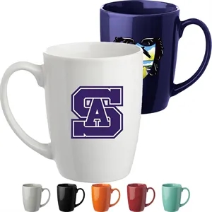 12 Oz Glossy Ceramic Mugs Curved Grip | https://www.bestnamebadges.com