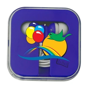 Earbuds with Square Case | https://www.bestnamebadges.com