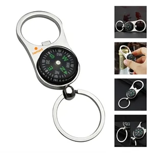 Metal Bottle Opener Compass Keychain