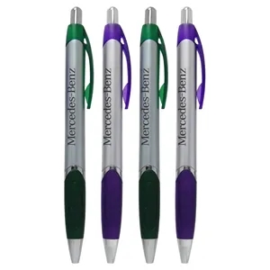 Union Printed, "Vegas" Silver Clicker Pen w/ Grip