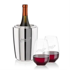 Pescara Wine Cooler & Oldham Stemless Wine Set | https://www.bestnamebadges.com