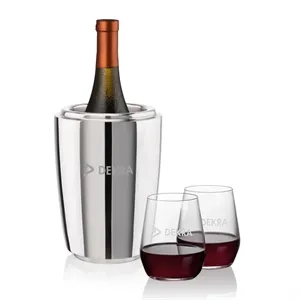Pescara Wine Cooler & Germain Stemless Wine Set | https://www.bestnamebadges.com
