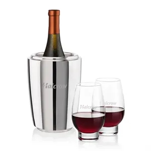 Pescara Wine Cooler & Glenarden Stemless Wine Set | https://www.bestnamebadges.com