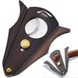Wood Handle Lock System Double Cut Blade Cigar Cutter | https://www.bestnamebadges.com