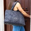 Luxe Quilted Puffer Tote Bag | https://www.bestnamebadges.com