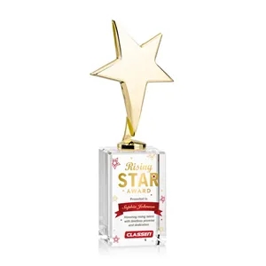 Tuscany Gold Star VividPrint™ Award on Lexington Base-Clear | https://www.bestnamebadges.com