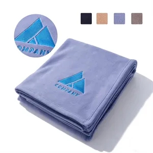 500GSM Cozy Fleece Blanket With Embroidery Logo