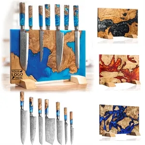15.75" x 9.8" Resin & Wood Magnetic Knife Block