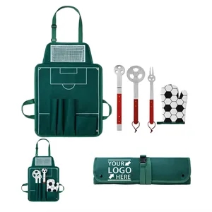 BBQ Apron with Barbecue Cutlery and Oven Glove