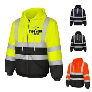 Hi Vis Hoodie Class 3 High Visibility Sweatshirt with Zipper | https://www.bestnamebadges.com