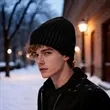 Custom Logo Ribbed Knit Cuffed Winter Beanie | https://www.bestnamebadges.com