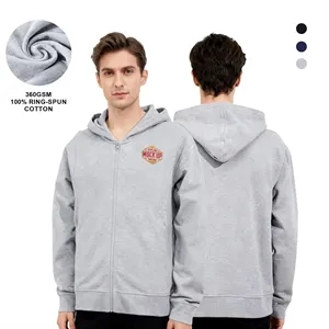 Unisex Cotton Fleece Full Zip Sweatshirt Hoodie