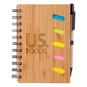 Bamboo Notebook w/ Pen and Sticky Notes | https://www.bestnamebadges.com
