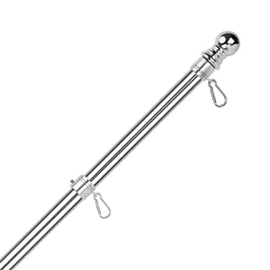 2' - 8' Flagpole with Rotating Clips Kit - Silver | https://www.bestnamebadges.com