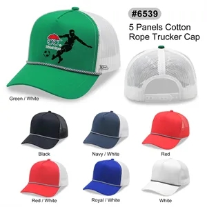 5 Panel A Frame Golf Trucker Cap w/Rope