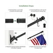 2'-8' Flagpole Kit- Rotating Clips+Bracket+Flag- Black/White | https://www.bestnamebadges.com