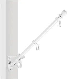 2' - 8' Flagpole Kit - Rotating Clips & Bracket- Black/White | https://www.bestnamebadges.com