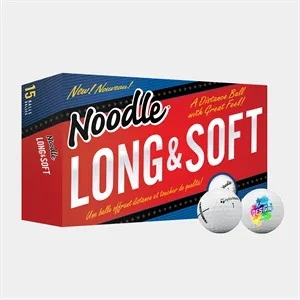 TaylorMade Noodle Long & Soft Golf Ball with Custom Imprints | https://www.bestnamebadges.com