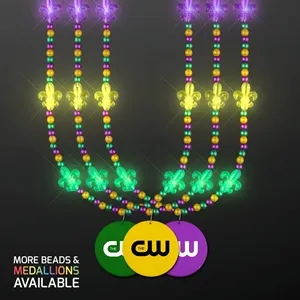 Light Up Fleur de Lis Jewelry, Mardi Gras Medallion