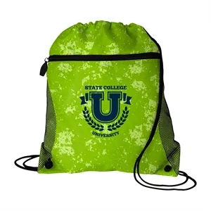 Good Value™ Distressed Printed Mesh Pocket Drawcord | https://www.bestnamebadges.com