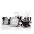 Baldoni Coasters & Vale Stemless Wine Set | https://www.bestnamebadges.com