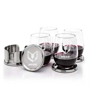 Baldoni Coasters & Stanford Stemless Wine Set | https://www.bestnamebadges.com