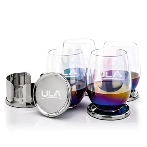 Baldoni Coasters & Miami Stemless Wine Set | https://www.bestnamebadges.com